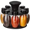Solimo Upright Revolving Plastic Spice Rack, Ovals, 8 Pieces, Silver