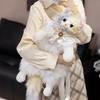 Элегантные Плюшевые Игрушки Королева Кошка Уютная Пушистая Носимая Кукла Белого Котенка Премиум Ручной Работы Кукла Животного Забавный Подарок Девочке на День Рождения