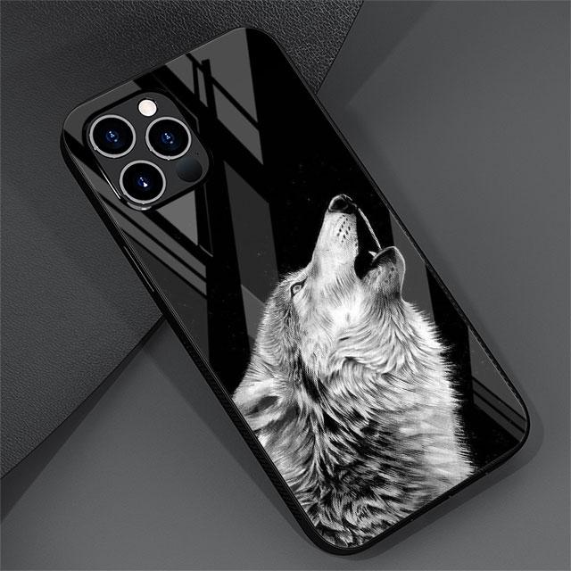 Стеклянный чехол с изображением волка и тигра для Apple iPhone 13 Pro 11 14 12 7 8 Plus SE 2022 XR X XS Max 6 6S, закаленный чехол для телефона