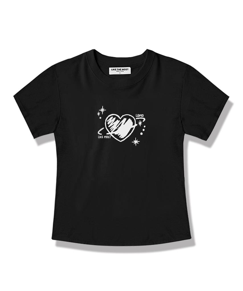 БОЛЬШЕ ВСЕГО НРАВИТСЯ Футболка с коротким рукавом LIKE THE MOST Heart Planet Regular_Черный
