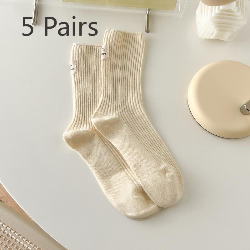 5 пар женских весенне-летних новых хлопковых носков с ворсом на каблуке
