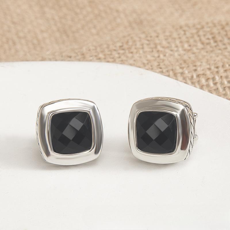 1PC Похожие серьги David European and American 11MM черные квадратные серьги ювелирные изделия