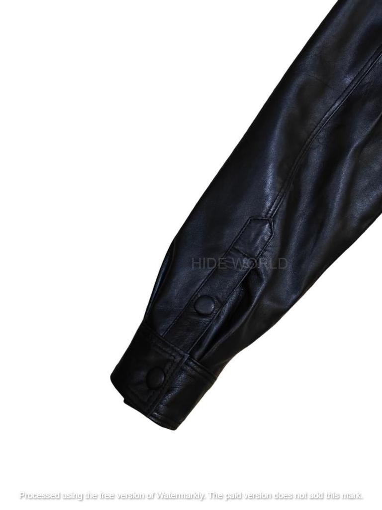 Мужская рубашка из натуральной кожи ягненка, стильная, черная, ручная работа, модная, повседневная