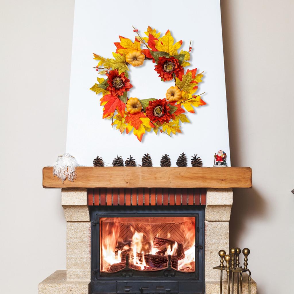 Maple Leaf Wreath,Artificial Leaf Wreath, Door Hanging Decoration, Festival Props, Hanging Window Wall Hanging