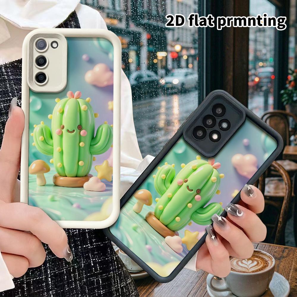 Phone Case: 2D flat design suitable for Samsung Galaxy A34 A35 M05 M06 S20 S22 S21 FE Plus 5G protective case, smiley cactus, perfect Christmas and Ha