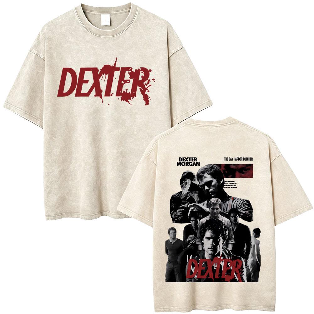 Dexter Morgan Harrys Code Vintage Washed Tshirts Mens Women Clothing Casual Oversized T Shirts Retro Gothic Cotton Tshirt