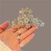 Women Pearl Tassel Flower Metal Shark Hair Clip Temperament Hair Accessories Hair Claw Alloy Rhinestone Hair Clamp Hair Styling