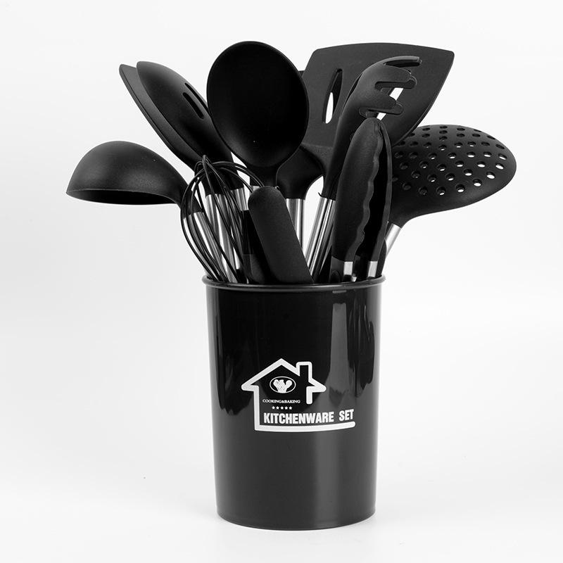 Silicone & Stainless Steel 15-Piece Non-Stick Kitchenware Set: Spatula, Soup Spoon, More.