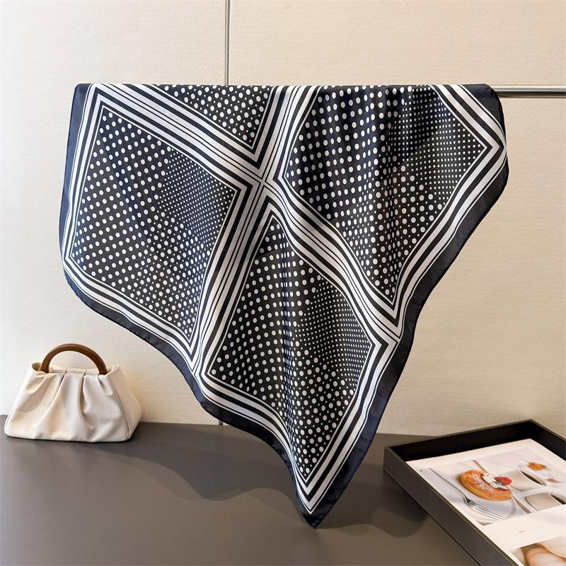 Polka Dot Printed Scarf Women's Spring and Summer Thin Imitation Silk Square Scarf Fashion Versatile Shawl Scarfs Headscarf