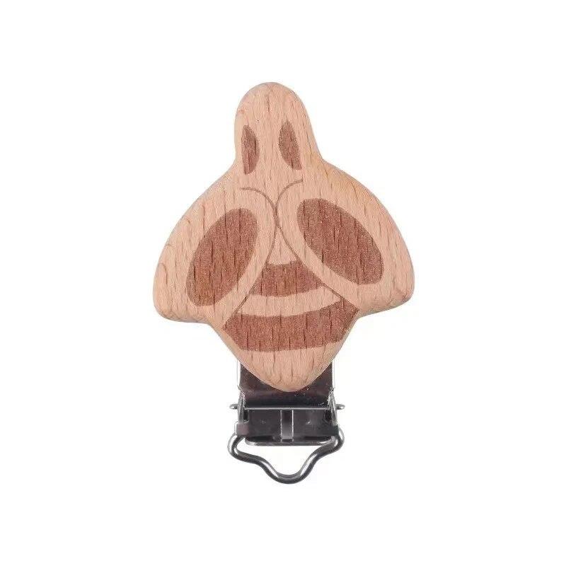 5pcs Wooden Fox Sika Deer Crown Pacifier Clip Nursing Accessories Beech DIY Bracelet Jewelry Making Handmade Accessories