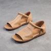 "2024 Summer Women’s Peep-Toe Flat Leather Sandals"
