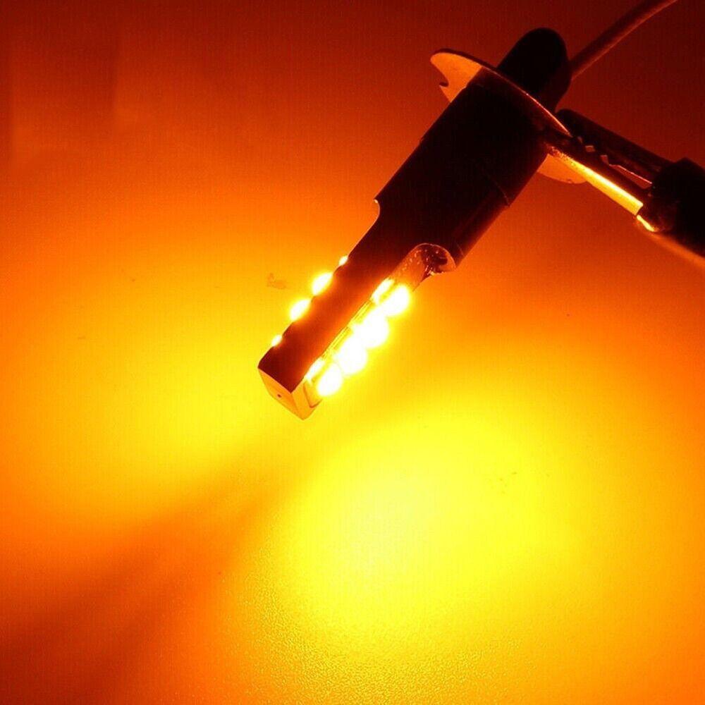 2PCS Yellow H3 LED Bulb 3030 SMD Car Fog Light High Bright DRL Driving Lamp DC/AC12V