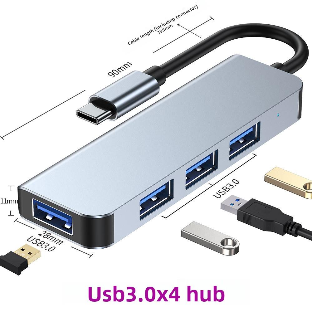 Адаптер-хаб Type C на USB 3.0 для ноутбука MacBook, расширение на 4 порта, высокоскоростная передача данных, разветвитель