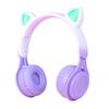 Детские наушники Megadream, беспроводные/проводные наушники с микрофоном, кошачьи ушки, светодиодная подсветка/двусторонняя RGB-подсветка, Bluetooth5.0/длина провода 1 м, карта TF