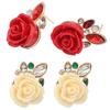 Женские ретро элегантные серьги-гвоздики с инкрустацией из стразов в виде цветка розы в подарок