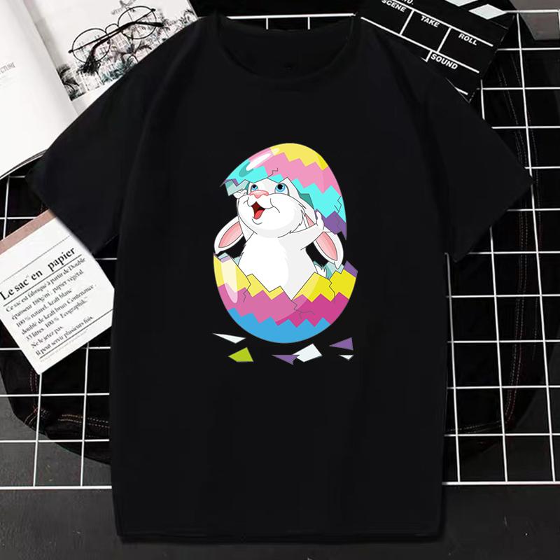 Пасхальная футболка Kawaii Bunny с принтом и короткими рукавами, модная повседневная женская футболка, футболки с пасхальными яйцами, футболка большого размера, Ropa Mujer