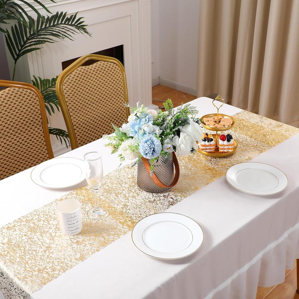 12 Pcs Gold Disposable Placemats Bulk 12 x 18 Inch Gold Doilies Metallic Glitter Rectangle Foil Placemats Table Decoration Dining Place mats for