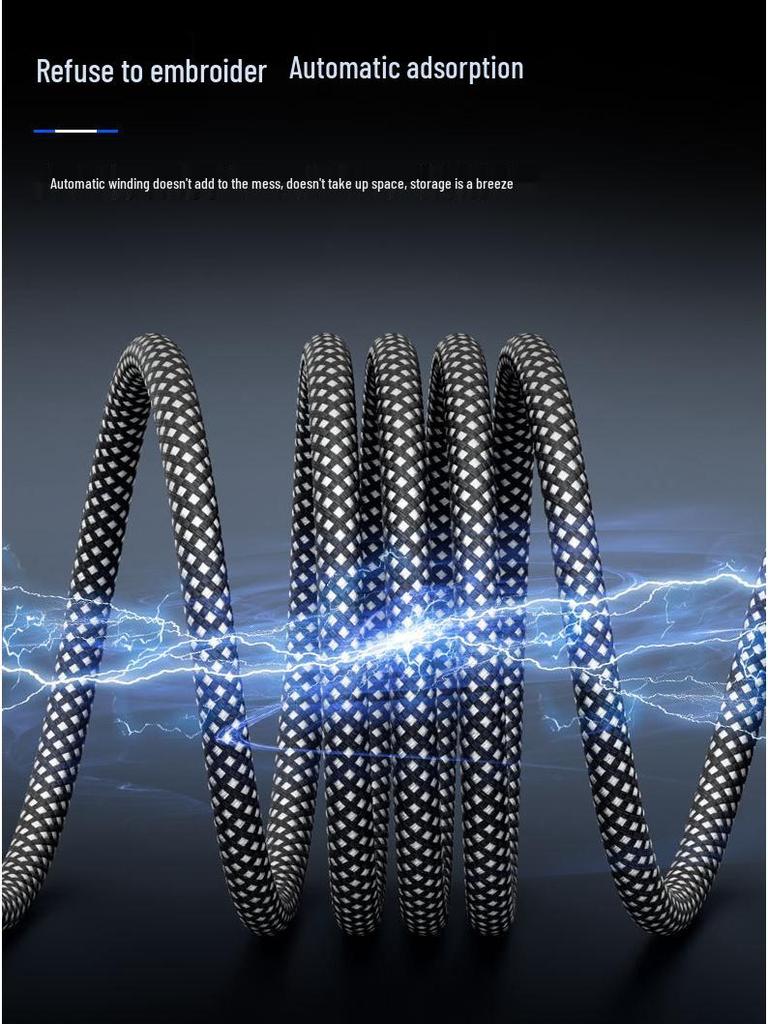 Магнитный кабель USB-C 100 Вт, совместимый с Apple, алюминиевый сплав с 48 жилами для автомобилей