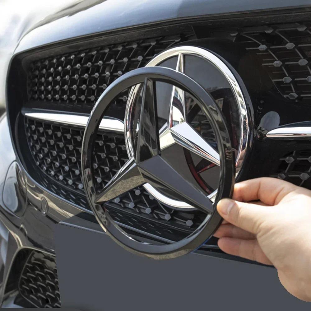 C200 E200 New 2025 For Mercedes Benz ABS Car Front Grille Badge sticker Decal Cover Emblem For Mercedes Benz GLA GLK ML GLC GLE