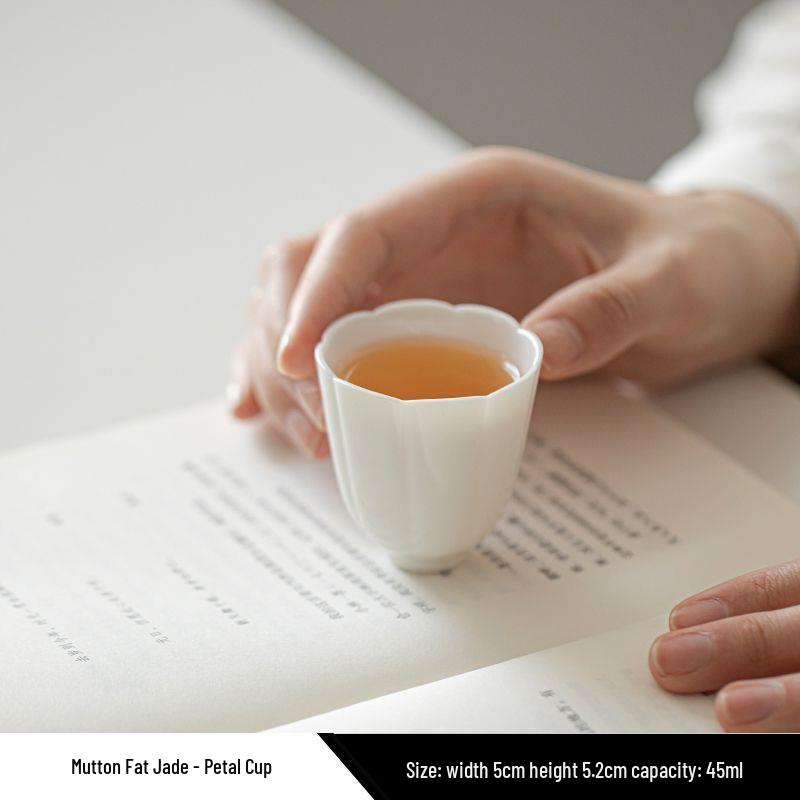 Фарфоровая чайная чашка Jade White с тонкими стенками - Высококлассная чашка для личной дегустации с индивидуальным логотипом