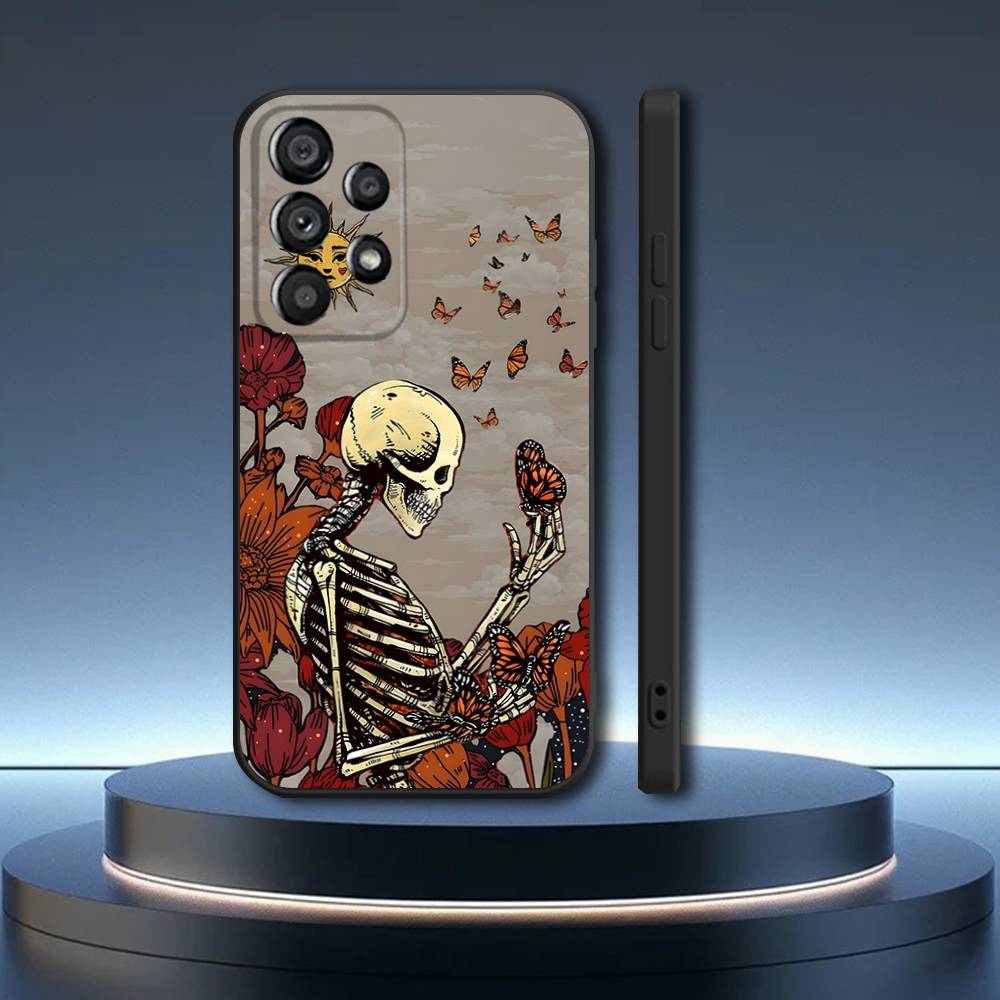 Day of the Dead Mexican Catrina Skull Phone Case  For Samsung Galaxy A73,31,32,72,41,53,52,71,22,5G,Note,J7,8,9 Soft Black Cover