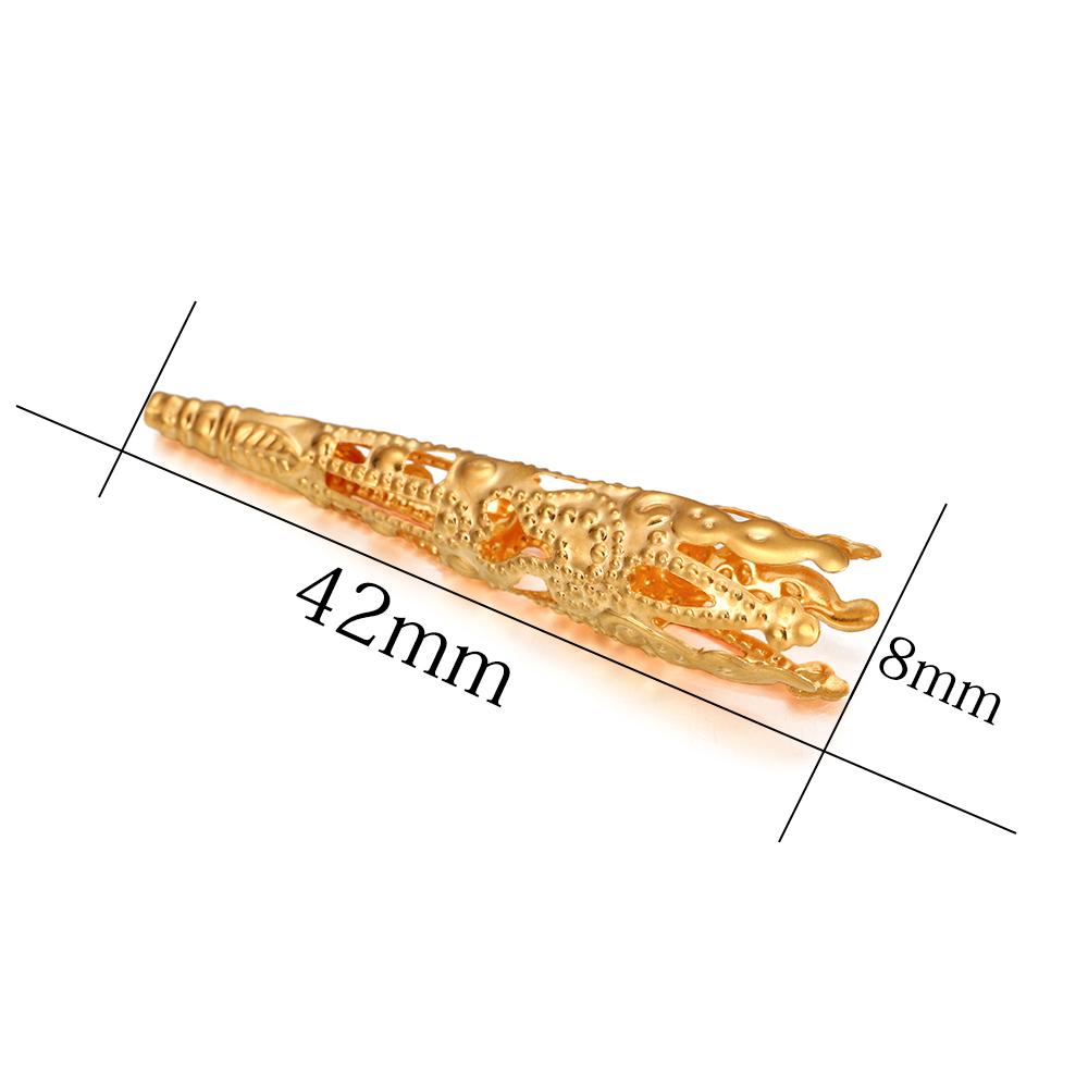 30pcs/Lot 42X8mm Alloy Bugle Filigree Caps End Bead Hollow Out Flower Cone Crystal Pendant Connector For Jewelry Making Supplies