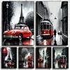 Abstract London Paris Bus Car Eiffel Tower Poster Canvas Painting Street Art Wall Picture For Living Room Home Decoration