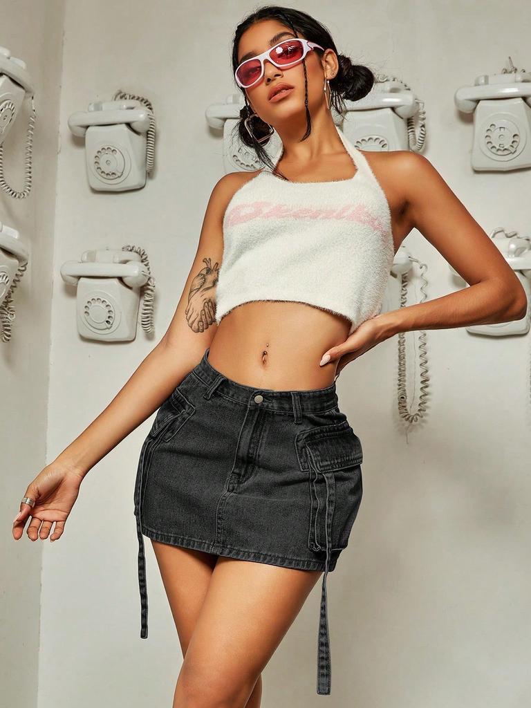 Rose Beauty A Женская однотонная летняя модная и сексуальная рабочая джинсовая юбка с карманами джинсовая мини-юбка