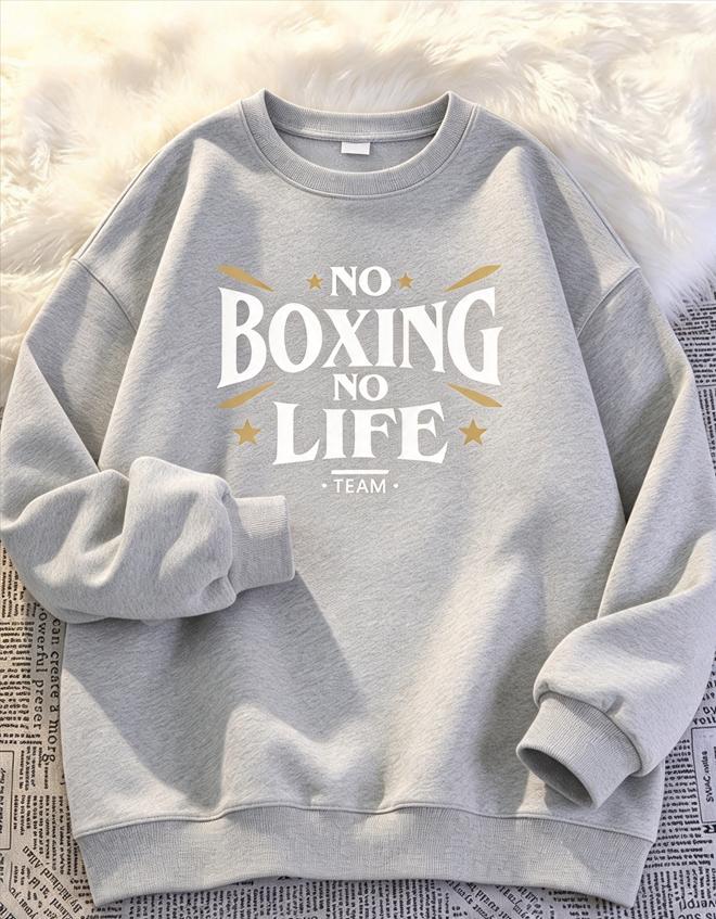 No Boxing No Life Hoodie Unisex Oversized Hooded Sweatshirt Boxing Team Star Letter Front Print Long Sleeve Pullover Sport Loose