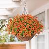 Fall Hanging Artificial Flower Basket UV Resistant Outdoor Garden Yard Patio Porch