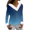 Women's T Shirt Tee Print Shirt Long Sleeve Party Fleece Collar V Neck  Top