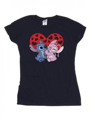 Женская/женская хлопковая футболка Lilo & Stitch Hearts