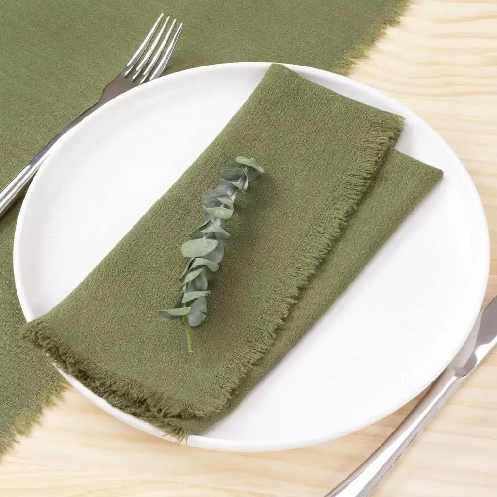 Sub-Cotton Linen Napkin with Tassels for Elegant Dining & Photography Decor