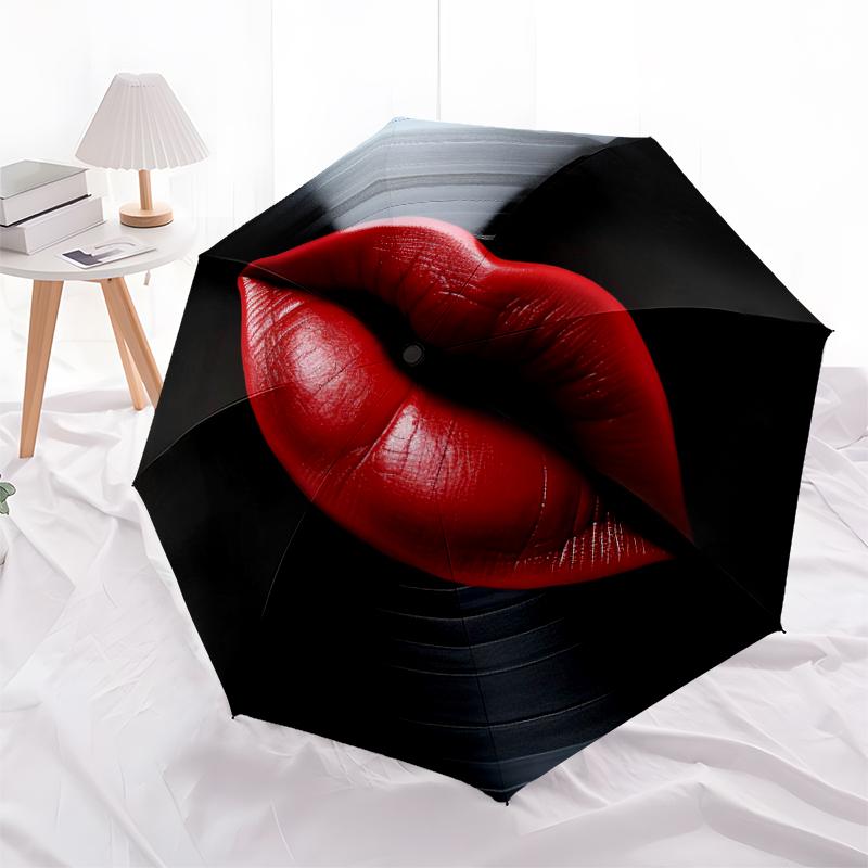 1PC lip theme Umbrella Portable Folding Umbrella Iron Frame Hole Bone Structure Outdoor Home Umbrella A22