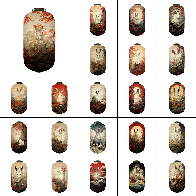 Японский традиционный бумажный фонарь в стиле укиё-э с изображением кролика, ресторан, кухня изакая, магазин суши, подвесной декор