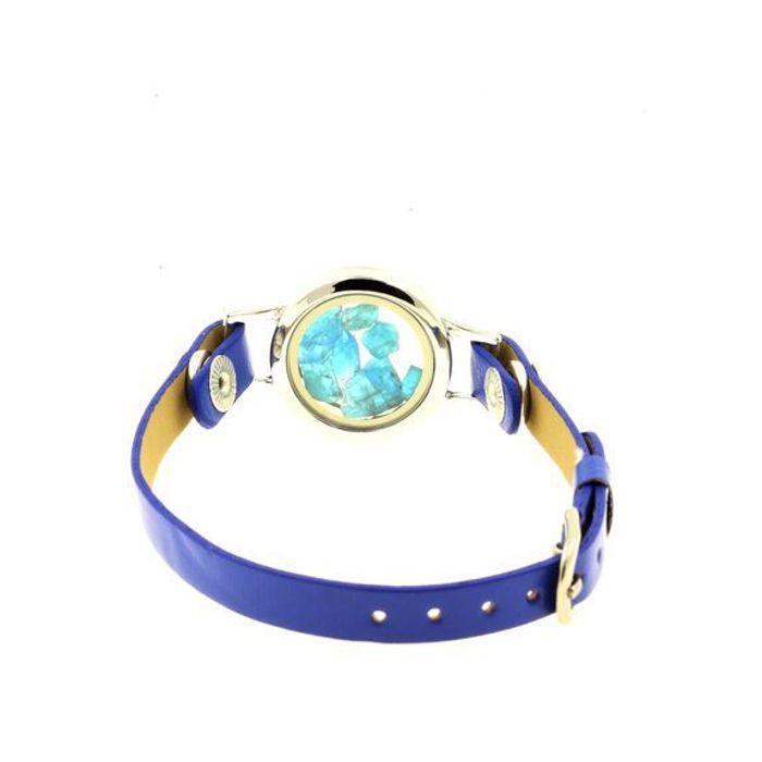Stones and Minerals. Raw Neon Blue Apatite Bracelet Watch Model 25 Mm. Blue Color.