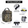 Grey Gold Geometry Art Deco Insulated Lunch Bag for Outdoor Picnic Abstract Geometry Portable Cooler Thermal Bento Box Women Kid
