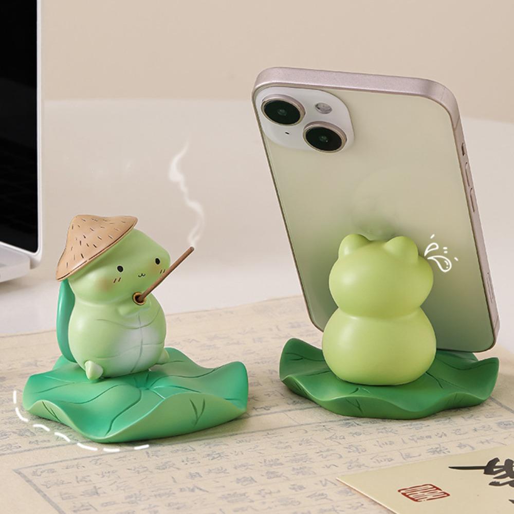 Animal Figurines Frog Mobile Phone Holder Desk Decor Frog Model Toy Ornament Phone Accessories