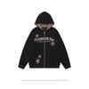 Unisex Oversized Hooded Zip-Up Sweatshirt With Leopard Print Star Design Casual Streetwear