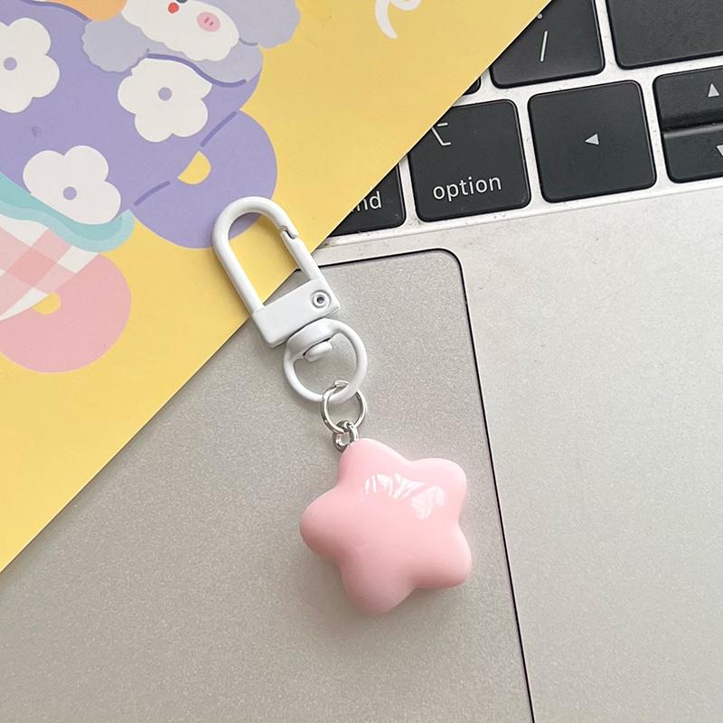 Kawaii Star Pendant Keychain Cute Candy Color Pentagram Key Holder For Girls Bag Pendant Decoration