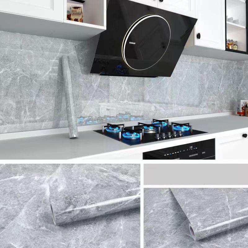 Kitchen Oil-Proof Film Stove Waterproof Moisture-Proof Wallpaper Countertop Self-Adhesiv Cabinet Renovation Tile Marble Sticker