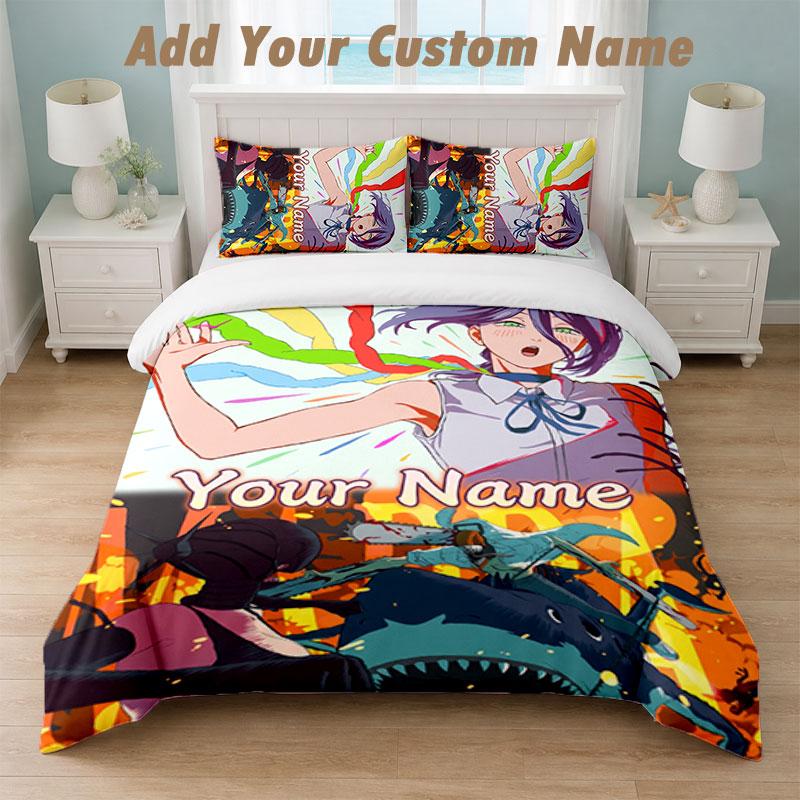 Bedding Set 1 Duvet Cover 2 Pillowcases Chainsaw Man Print Soft Bed Linen Bedroom Decor