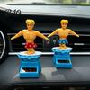 Solar Powered Car Toy Surfer Boy Nodding Toy, Cartoon Bobblehead for Moving Ornament Dashboard, Auto Swing Shaking Figure Office Desk Accessory