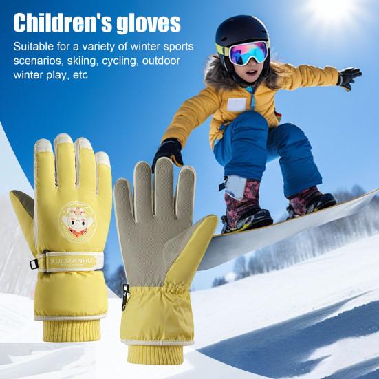 Детские зимние перчатки для снега, ветрозащитные термоперчатки для сенсорного экрана, теплые варежки для сноуборда