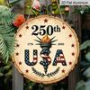 Плоский 2D, 1 шт. Круглая алюминиевая подвесная табличка - 250-летие США 1776-2026 Винтажное металлическое настенное искусство, Патриотический дизайн со Статуей Свободы и Флагом США