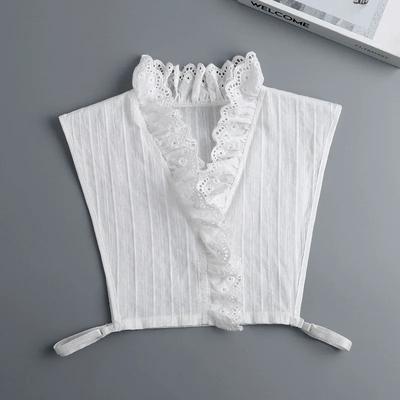 White V-neck Stand Shirt Fake Collar for Women Half Shirt Blouse False Collar Autumn Winter Ruffle Detachable Collar