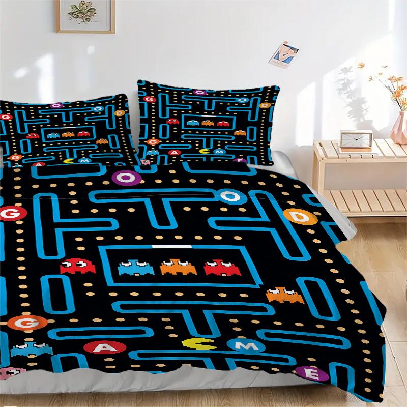 Pacman Adventure Print 3Pcs Bedding Setduvet Cover With 2 Bedropillowcase Home Birthday Gift