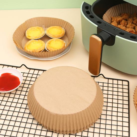 100 шт. бумажные вкладыши для фритюрниц, антипригарные маслостойкие круглые пергаментные бумаги для выпечки, микроволновые печи, одноразовые жировые вкладыши в духовках воздушных фритюрниц