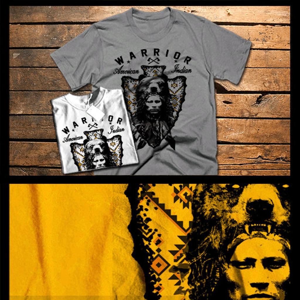 Native American Warrior Wearing Bear Headdress Indigenous Indian Pride and Power T-Shirt