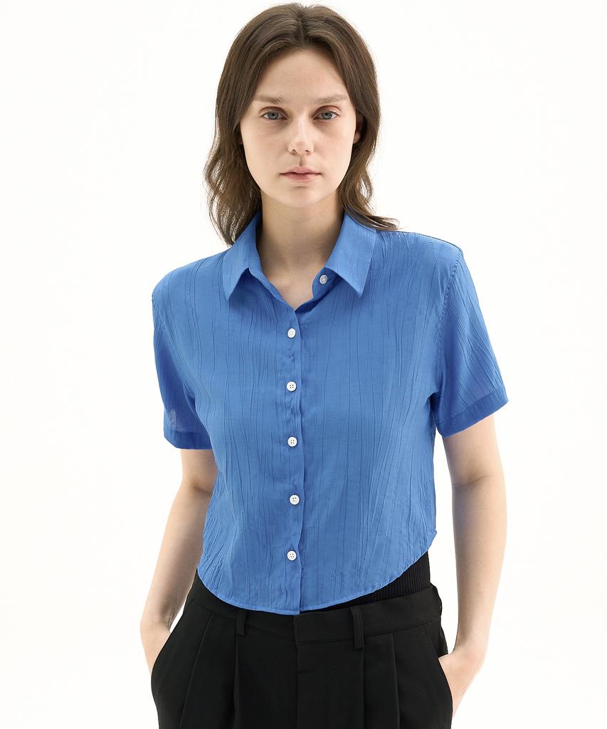TRIP LE SENS Steady Crop Summer Pleated Shirt_Green (Type A)